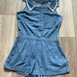 Topshop Denim Romper with White Trim